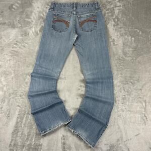 Rue21 Bootcut Jeans Womens Size 1/2 Light Wash Distressed Denim Y2K Low Rise